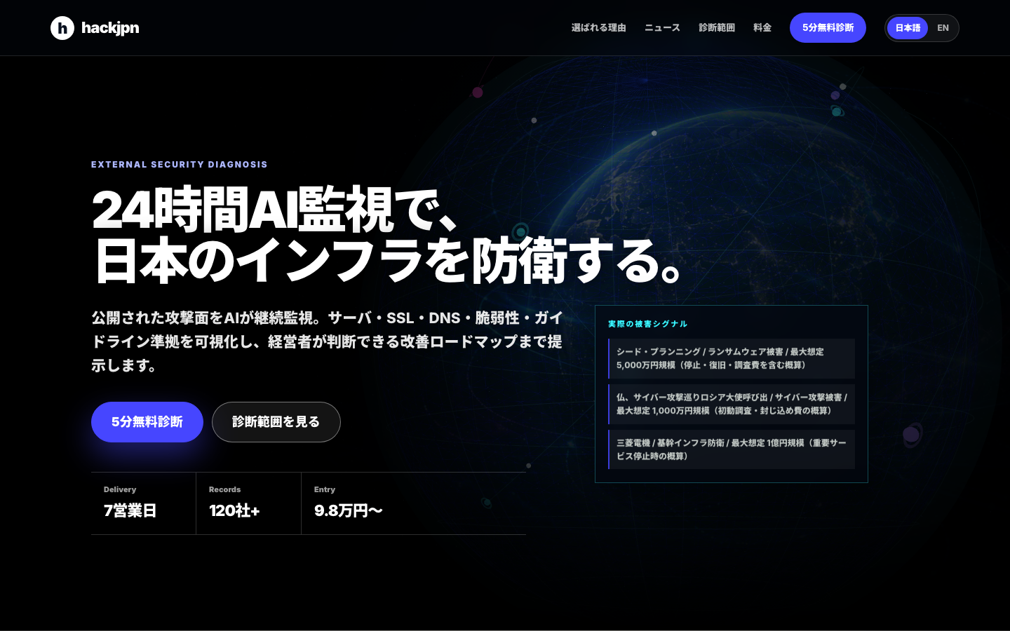 hackjpnのAI活用型外形セキュリティ診断サービス